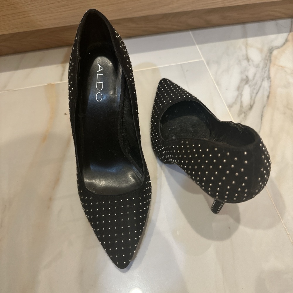 ALDO Black Heels with Silver Studs
